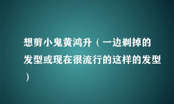 想剪小鬼黄鸿升（一边剃掉的发型或现在很流行的这样的发型）