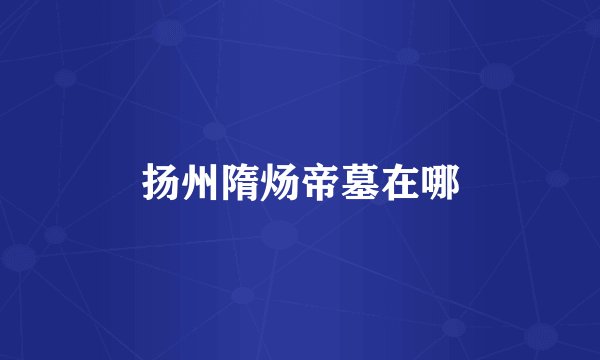 扬州隋炀帝墓在哪