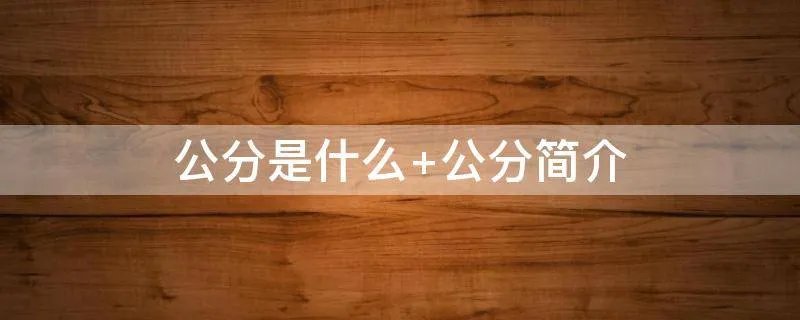 公分是什么 公分简介