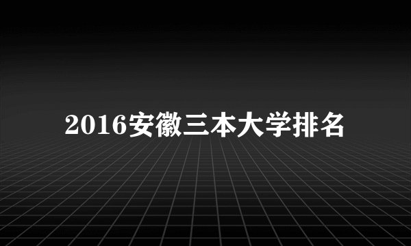 2016安徽三本大学排名