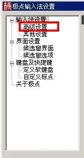 默认输入法图标是极点五笔实际打出字却是英文