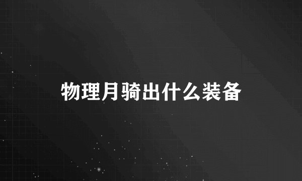 物理月骑出什么装备