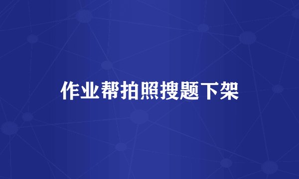 作业帮拍照搜题下架