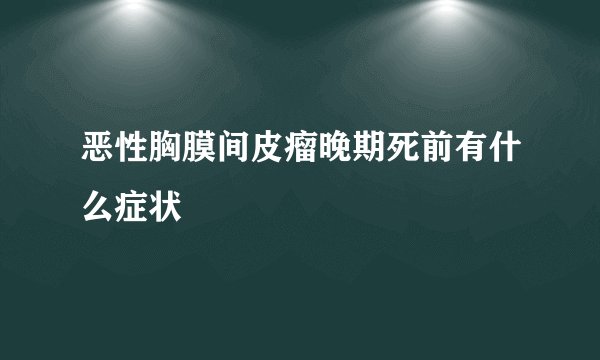 恶性胸膜间皮瘤晚期死前有什么症状