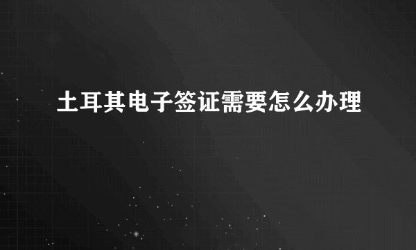 土耳其电子签证需要怎么办理