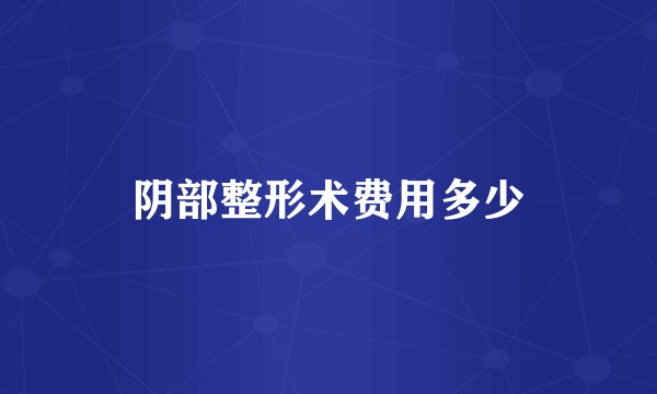 阴部整形术费用多少