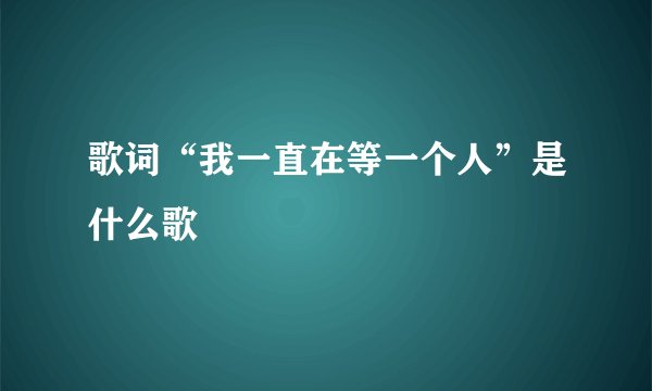歌词“我一直在等一个人”是什么歌
