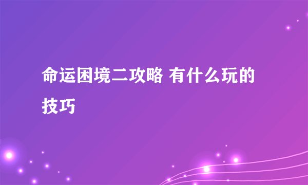 命运困境二攻略 有什么玩的技巧