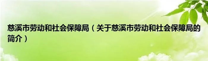慈溪市劳动和社会保障局（关于慈溪市劳动和社会保障局的简介）
