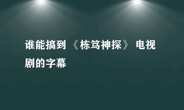 谁能搞到 《栋笃神探》 电视剧的字幕