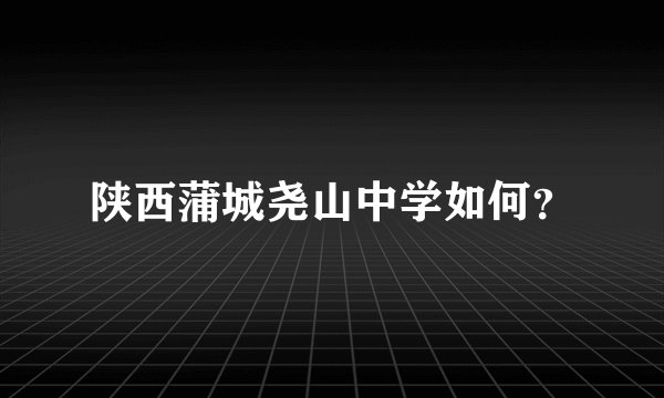 陕西蒲城尧山中学如何？