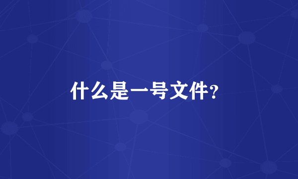 什么是一号文件?