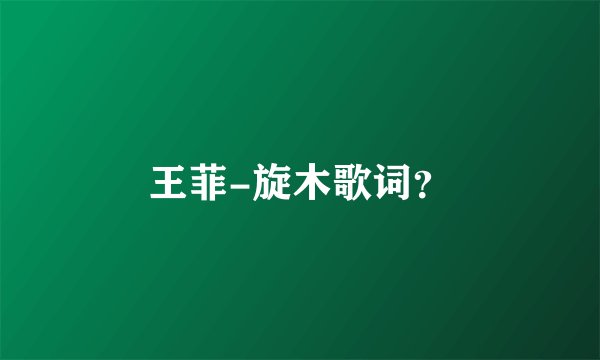 王菲-旋木歌词?