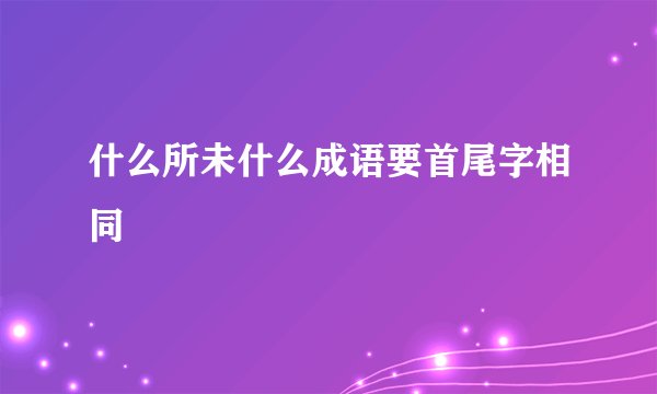 什么所未什么成语要首尾字相同