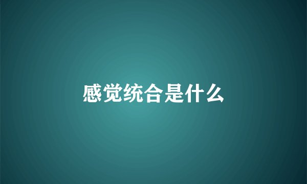 感觉统合是什么