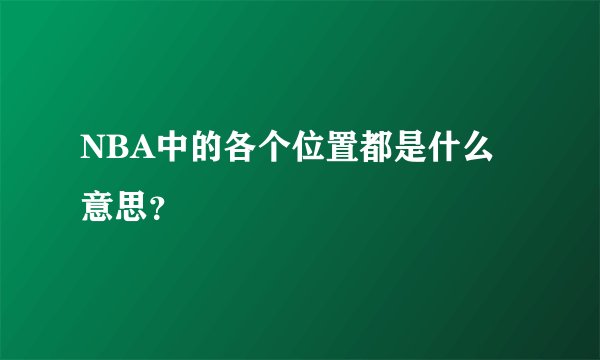 NBA中的各个位置都是什么意思？