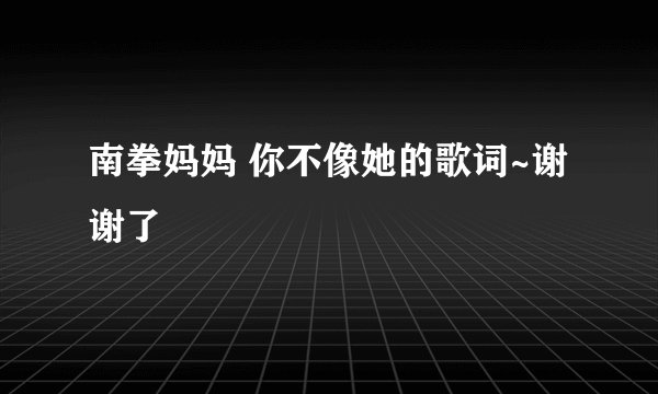 南拳妈妈 你不像她的歌词~谢谢了