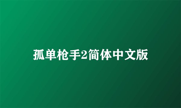孤单枪手2简体中文版