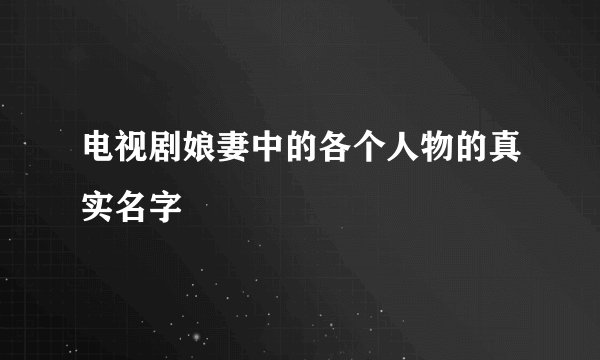 电视剧娘妻中的各个人物的真实名字