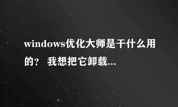 windows优化大师是干什么用的？ 我想把它卸载可以吗？
