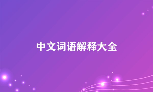 中文词语解释大全