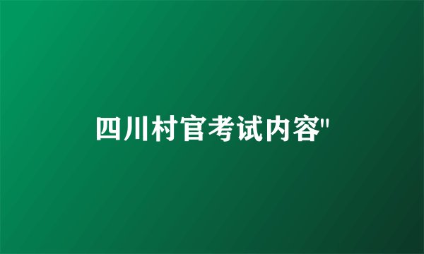 四川村官考试内容