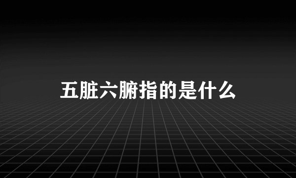 五脏六腑指的是什么