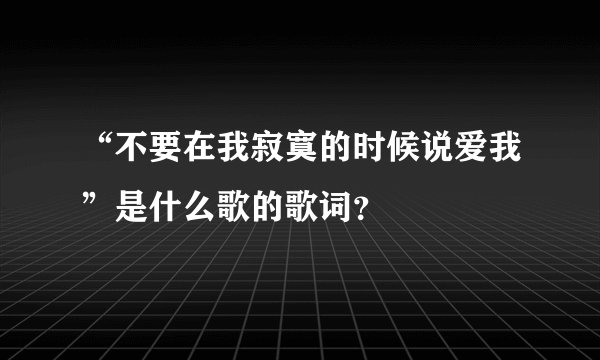 “不要在我寂寞的时候说爱我”是什么歌的歌词?