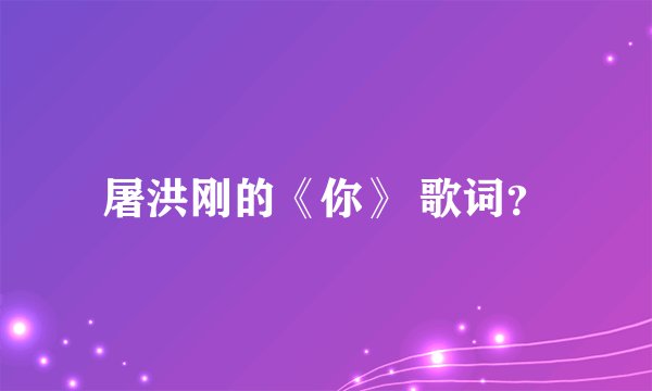屠洪刚的《你》 歌词？