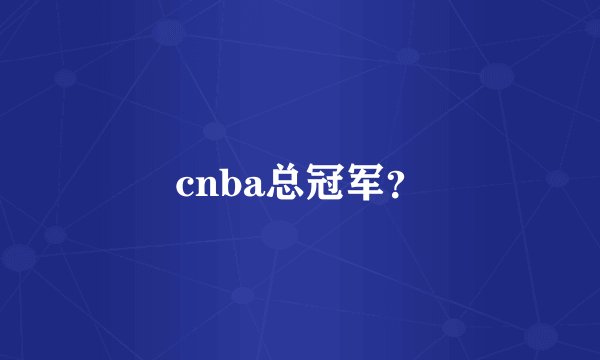 cnba总冠军？