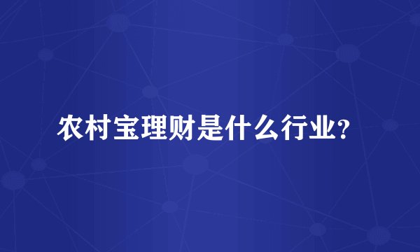 农村宝理财是什么行业？