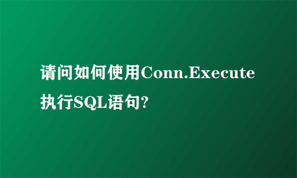 请问如何使用Conn.Execute 执行SQL语句?