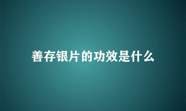 善存银片的功效是什么