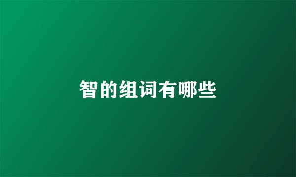 智的组词有哪些