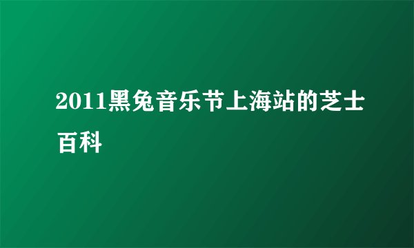 2011黑兔音乐节上海站的芝士百科