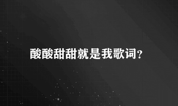 酸酸甜甜就是我歌词?