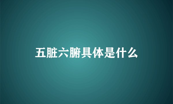 五脏六腑具体是什么