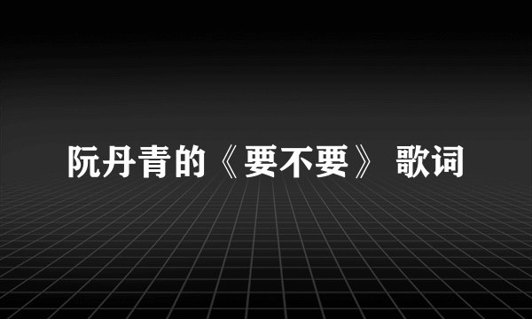 阮丹青的《要不要》 歌词