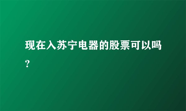 现在入苏宁电器的股票可以吗?