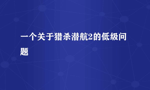 一个关于猎杀潜航2的低级问题