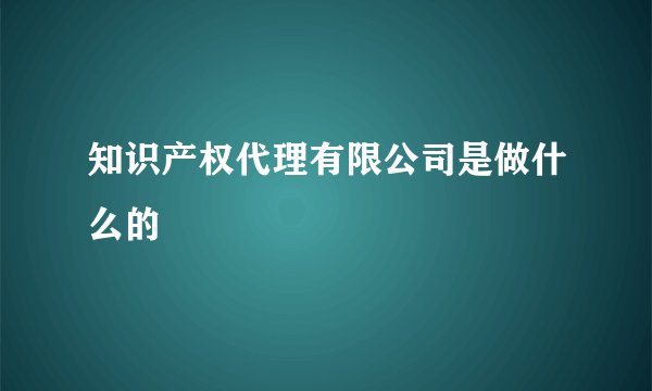 知识产权代理有限公司是做什么的