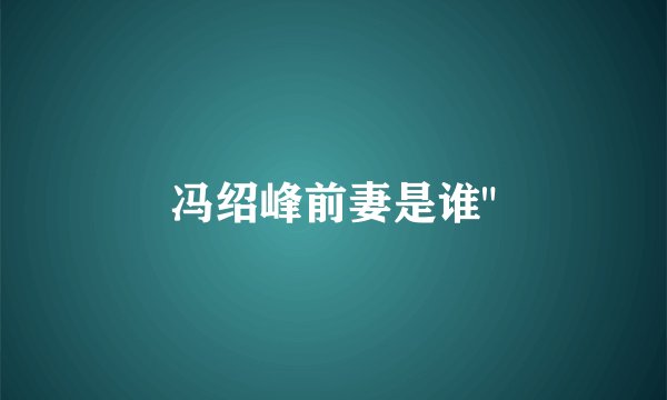 冯绍峰前妻是谁
