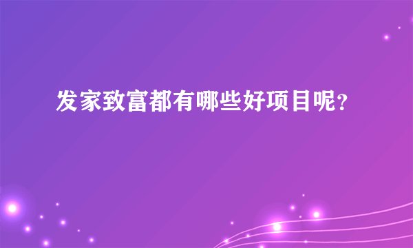 发家致富都有哪些好项目呢？