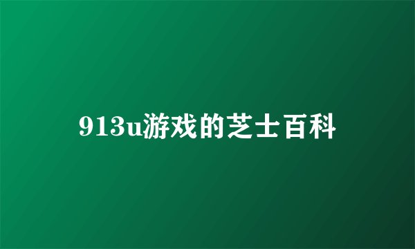 913u游戏的芝士百科