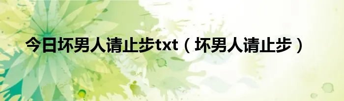 今日坏男人请止步txt（坏男人请止步）