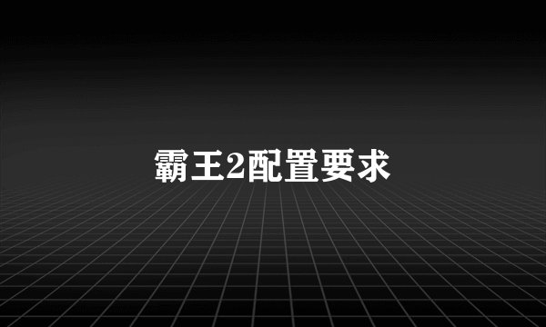 霸王2配置要求