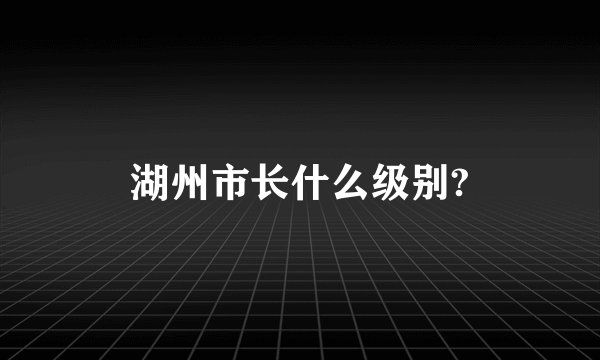 湖州市长什么级别?
