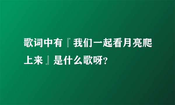 歌词中有『我们一起看月亮爬上来』是什么歌呀？