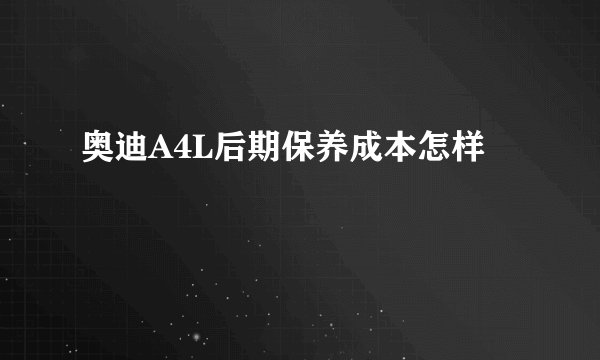 奥迪A4L后期保养成本怎样