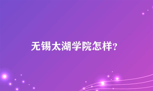 无锡太湖学院怎样？
